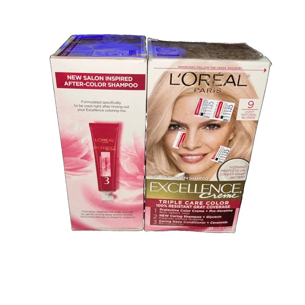 2 L'Oreal Paris Excellence Crème Permanent Hair Dye, Triple Care Hair Color with